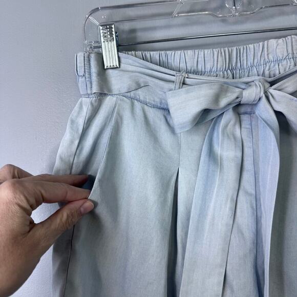 Jack by BB Dakota Tie Front Elastic Waist Pleated Chambray Pull On Shorts Size S - Picture 2 of 12
